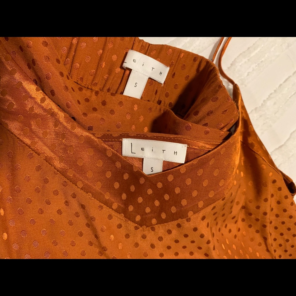 Leith dark orange silky cami and pant set